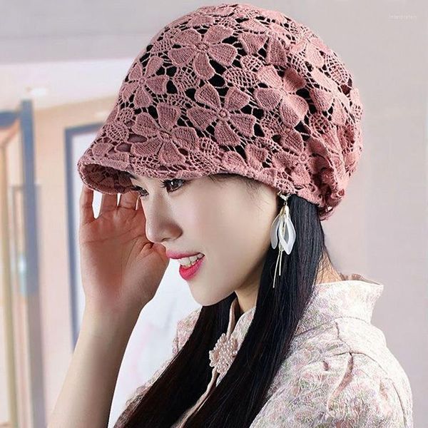 Cappelli a tesa larga Cappellino da donna lavorato a maglia Cappello estivo Traspirante Sottile Cava Sexy Temperamento delicato Moda Versatile Cappellino per capelli bianchi