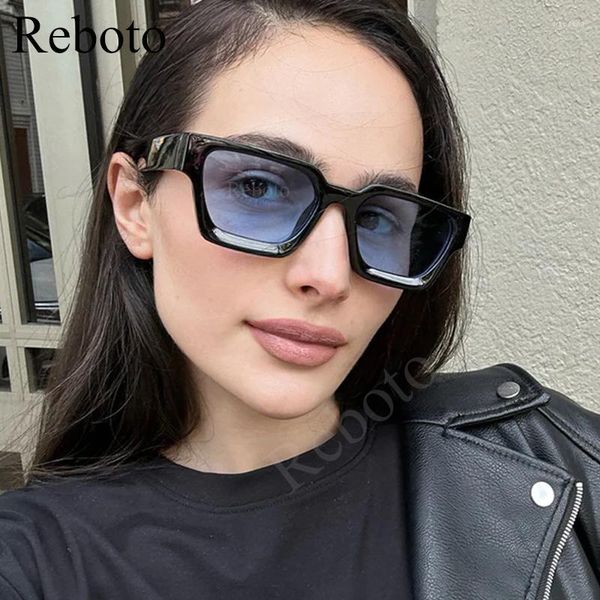 Óculos de sol vintage quadrado para mulheres retrô tendência marca designer preto azul óculos de sol tons moda óculos UV400
