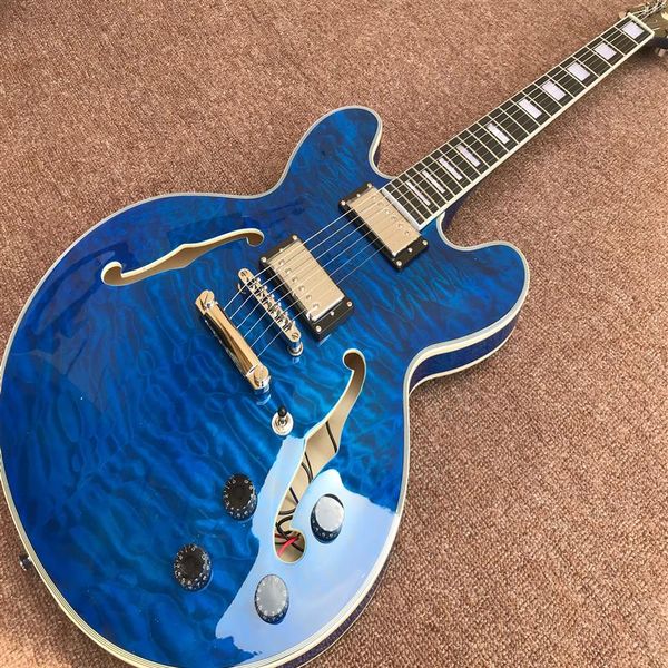 Guitarra elétrica blue jazz duplo acolchoado maple ferragens douradas 349 m