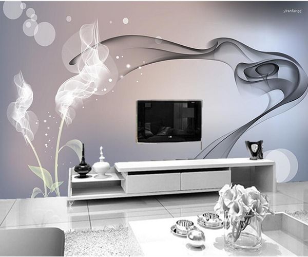 Tapeten Benutzerdefinierte Papel De Parede Traum Rauch Blumen Moderne Tapete Wohnzimmer Schlafzimmer TV Hintergrund Wall3d Wandmalereien