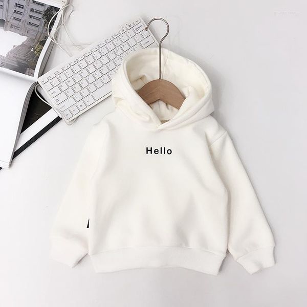 Erkek Hoodies 2023 Stil Bebek Çocuklar Düz Renk Kapşonlu Sweatshirts Mektup Baskı Moda Modaya Dönüş