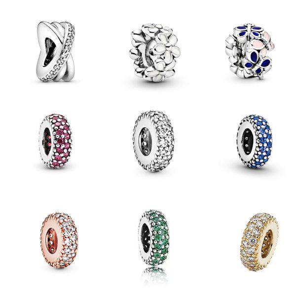 925 Argento Fit Pandora Charm Farfalla Trasparente Flash Spacer Fashion Charms Set Ciondolo Fai da te Gioielli di perline, Un regalo speciale per le donne