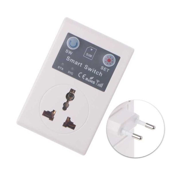 Smart Power Plugs Eu/UK 220V Телефон RC Remote Wireless Control Smart Switch GSM Socket Power Power для домашнего домашнего прибора Hot Sale L15 HKD230727