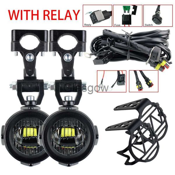 Iluminação da motocicleta Luz de nevoeiro da motocicleta LED Conjunto da lâmpada Luzes auxiliares Suporte Suporte Tampa Fio Para BMW R1200GS F800GS F700GS F650 K1600 x0728