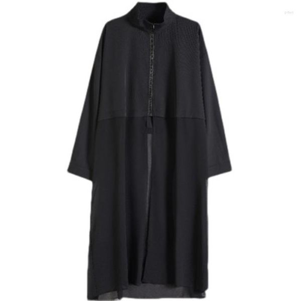 Damen-Grabenmäntel, einfarbig, lange Windjacke, Frühling, Sommer, 2023, modisch, Allgleiches, Chiffon, Nähte, Reißverschluss, Jacke, Flut