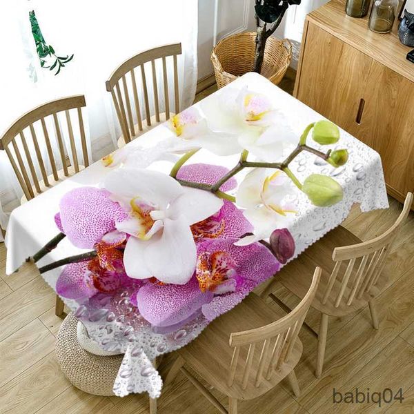 Tovaglia Tovaglia 3D Motivo a fiori bianchi Tovaglia da pranzo antipolvere Decorazione di nozze Tovaglia per le vacanze R230726