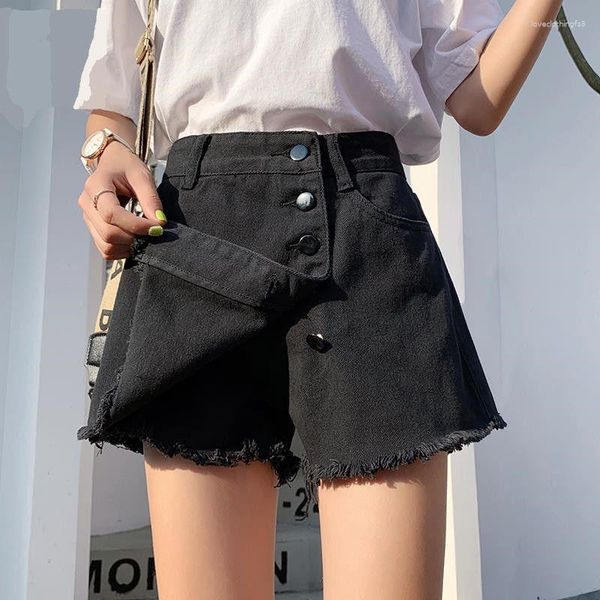 Shorts femininos Calças curtas largas para mulheres usarem saia culotte larga para trabalho de escritório jeans soltos clássico elasticidade jovem GG
