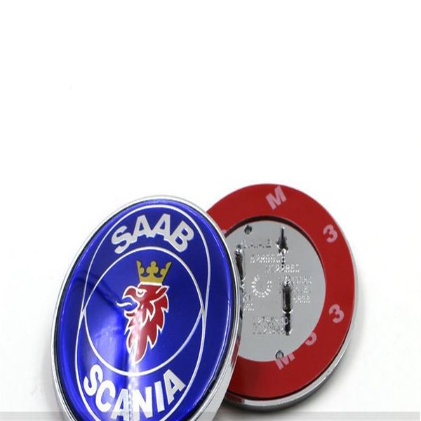 Alta qualità NUOVO 68mm SAAB SCANIA 9-5 95 98-02 Cofano ABS 3 pin Distintivo dell'emblema Logo blu Parte nuova di zecca 4911541343F