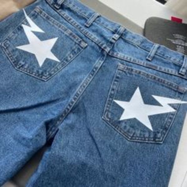 Jeans masculinos y2k jeans estrela impressão gráfica baggy jeans calças jeans mulheres homens harajuku hip hop punk rock gótico calças de perna larga streetwear inverno 239