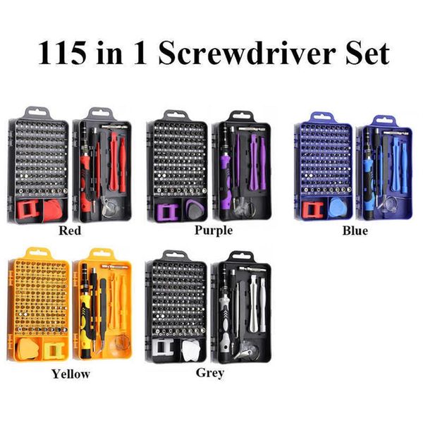 Новый 115 в 1 отвертка Set Mini Precision Recision Outcdriver Multi Computer PC Устройство мобильного телефона Ремонт Изолированные ручные домашние инструменты new237g