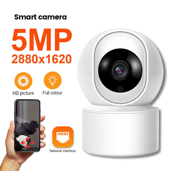 Telecamere stenopeiche Telecamera IP WiFi da 5 MP Sorveglianza Sicurezza Baby Monitor Rilevamento umano automatico Cam Visione notturna a colori Video per interni 230727