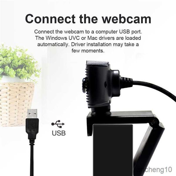 Webcams Webcam 1080P Voll-Webkamera mit Mikrofon-Webcam für Computer-PC-Laptop Skype-Video mit Sichtschutzabdeckung R230728