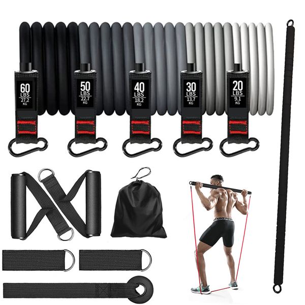 Widerstandsbänder 200lbs Widerstandsbänder Set mit Fitnessstange Workout Gym Zugseil Yoga Latexschlauch Sport Elastische Trainingsgeräte für Zuhause 230729