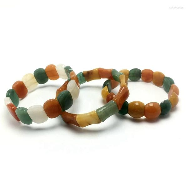 Strand Wholesale Red Green Dong Ling Three-color Natural Stone Bracelets Lucky For Women Girl Single Lap Corda Elástica Hand Row Jóias
