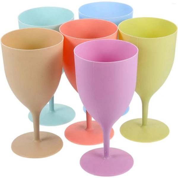 Tazze 6 Pz / set Bicchiere da succo alto Bicchieri da champagne Calici in plastica Bicchieri da cocktail ad alta capacità Bar per la casa Bambino con i piedi