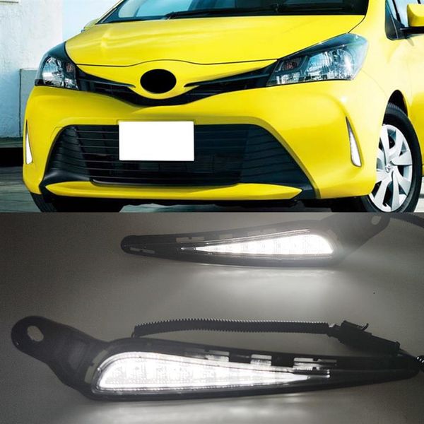 1 par para toyota vitz 2016 2017 2018 carro led luz diurna drl amarelo pisca luz pára-choques lâmpada nevoeiro224r
