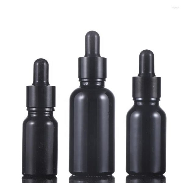 Aufbewahrungsflaschen 10 ml, 15 ml, 20 ml, 30 ml, 50 ml, 100 ml, leere schwarze Glas-Tropfflasche für ätherische Öle, kosmetische Verpackungsbehälter