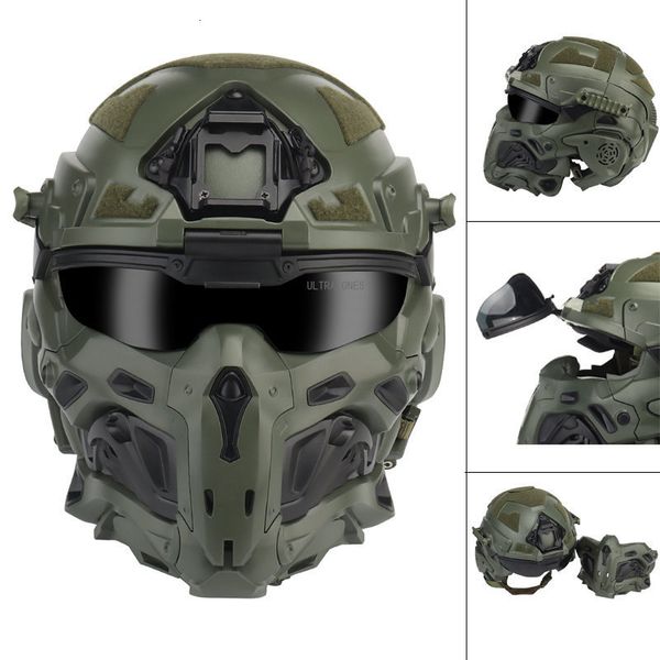 Caschi da ciclismo Casco tattico Airsoft 3 in 1 CS Paintball Caschi integrali Cuffia incorporata Ventola antiappannamento Tiro Gioco di guerra Protezione per la testa 230728