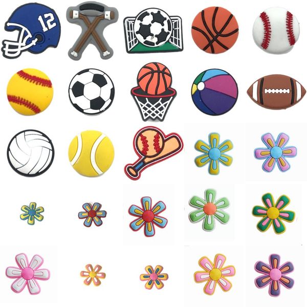 Parti di scarpe Accessori Sport Pallone da calcio Charms per zoccolo Jibbitz Bubble Slides Sandali Girasole Decorazioni in PVC Natale Compleanno Gi Otlvw