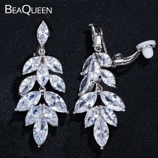 Ear Cuff BeaQueen Elegante Brincos não perfurados clipes de alta qualidade marquise zircônia cúbica pedra sem furo clipe em jóias de casamento E204 230728