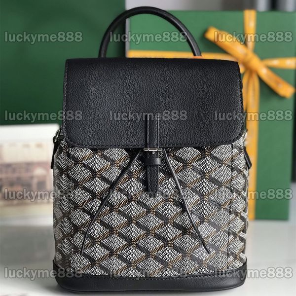 10A зеркало качество дизайнеры женщин мини -рюкзак Alpin Black с покрытием Canvas Canvas Bags Классические сумки с двойным ремнем на плечах