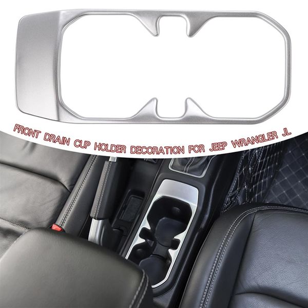 Porta-copo de água frontal capa decorativa prata para jeep wrangler jl 2018 tomada de fábrica alta quatlity acessórios internos automotivos247g