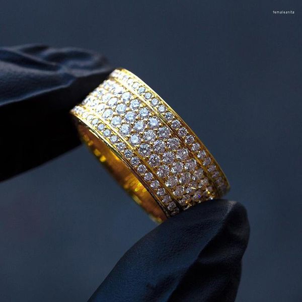 Eheringe Ewigkeitsbänder Damen Luxus Goldfarbe Gepflasterter Zirkonia Einfacher und eleganter weiblicher Jubiläumsschmuck
