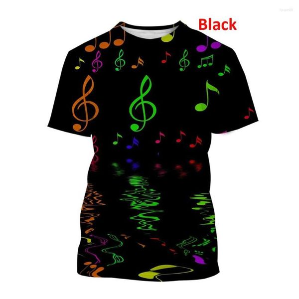 Camisetas Masculinas 2023 Personalidade Masculina Camisa Verão Casual - Camiseta Manga Curta Impressa em 3D Music Note Tees