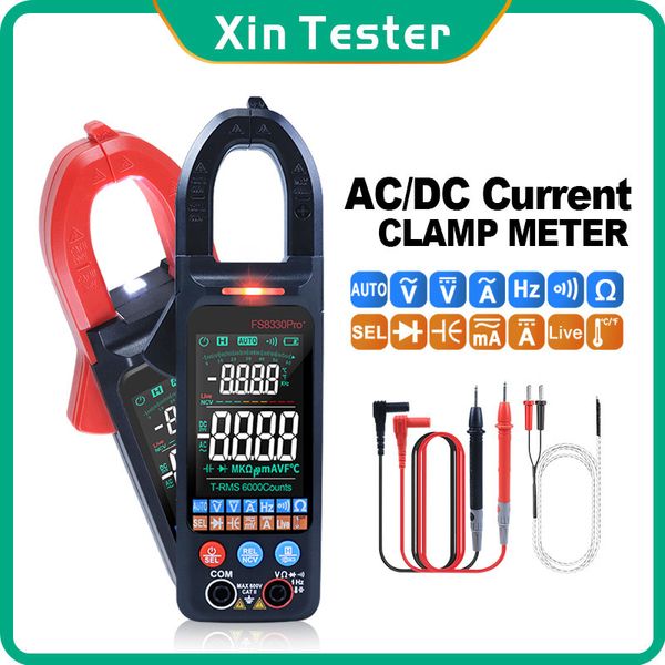Alicates amperímetros Xin Tester DC/AC Current Clamp Meter Digital 6000 Counts 400A Amp Multímetro Grande tela colorida testador de tensão Car Hz NCV Ohm 230728