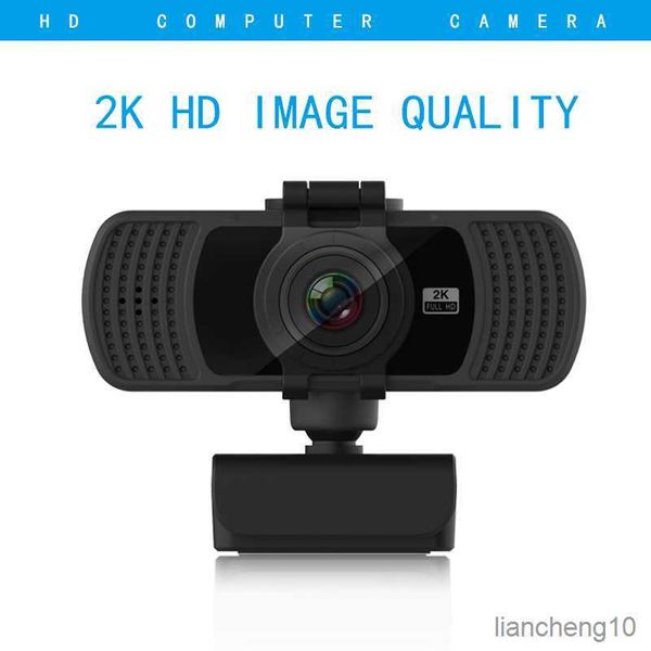 Webcams 2k Festfokus-Webcam High-Definition-Weitwinkel-High-Definition-Objektiv Grad drehbarer Stecker Festfokus-Kamera R230728