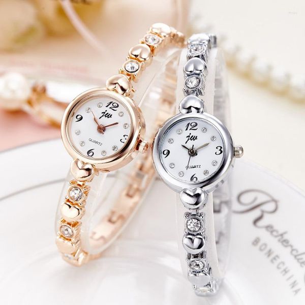 Relógios de pulso estilo pulseira fina relógio feminino quartzo estudante cinto de aço moda mostrador pequeno