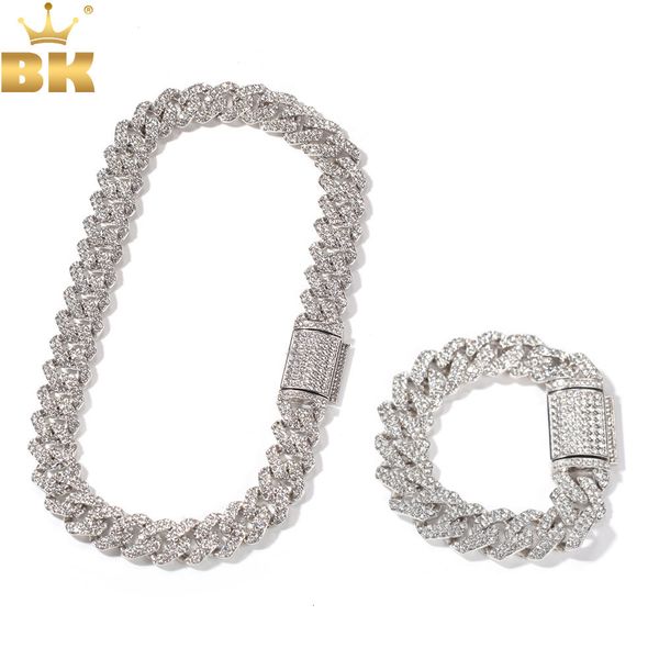 Takılar Bling King ne Ba 18mm çinko alaşımı sn link miami Küba kolye bilezik seti tam bling buzlu s hiphop mücevher 230727