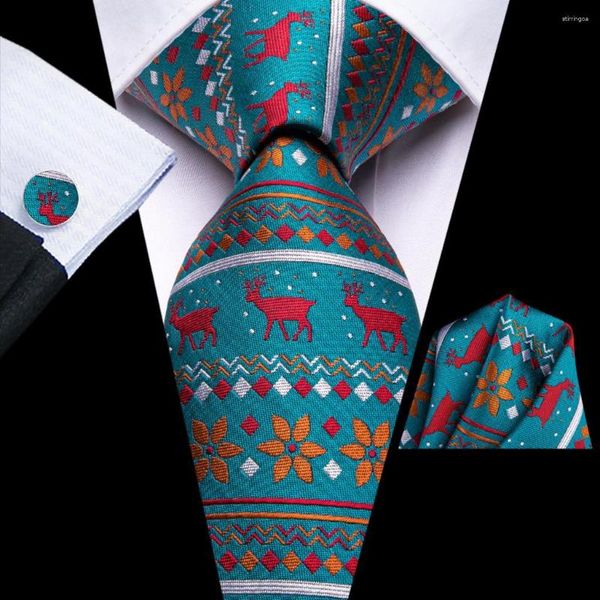 Papillon Regalo Natale Cravatta per uomo Teal Blue 2023 Fashion Brand Wedding Party Cravatta Handky Gemello Designer Hi-Tie all'ingrosso