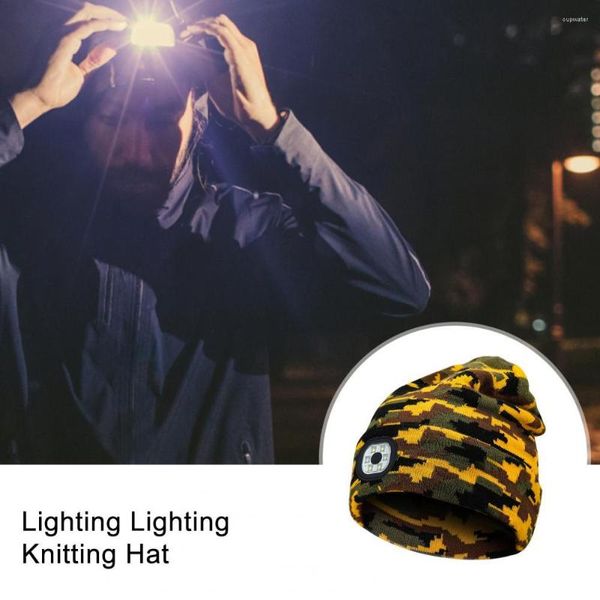 Berets Winter Nacht Jogging Led Hut Wiederaufladbare Wasserdichte Hohe Helligkeit Beleuchtung Für Camping Unisex