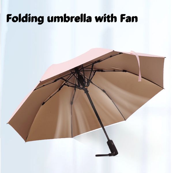 Regenschirme, faltbar, coole Sommerschirme mit Ventilator, USB-Aufladung, elegant, sonnenbeständig, UV-beständig, ultraleichte Sonnenschirme als Geschenk 230727