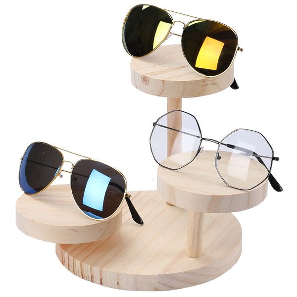Takı Stand Ahşap Güneş Gözlüğü Ekran Rafları Raf Gözlükler Göster Stand Takı Tutucu 3 Çift Gözlükleri Vitrin Kadınlar 230728