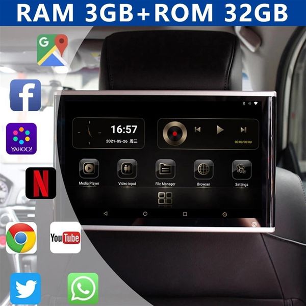 Monitor de apoio de cabeça para carro Android 11 3 32GB 13 3 polegadas Multifuncional Tablet tela sensível ao toque 1080P Video Movie Player WIFI Bluetooth HDMI301w