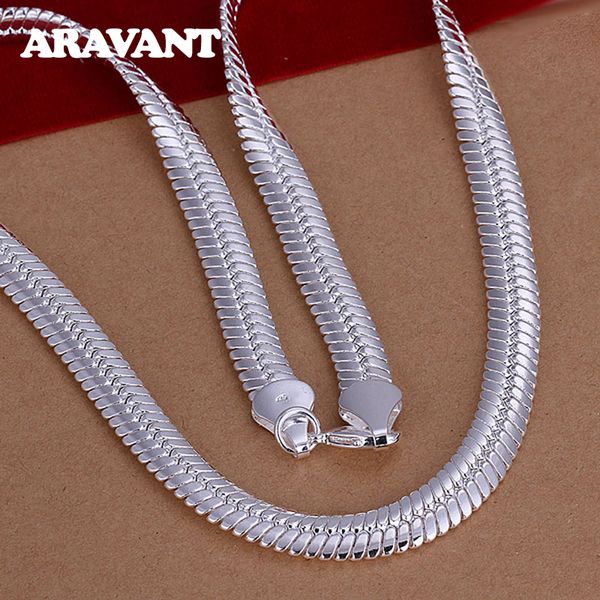 Strands Strings 925 Silver 10MM 20inch Flat Snake Chain Colar For Men Women Colares Moda Jóias 230727