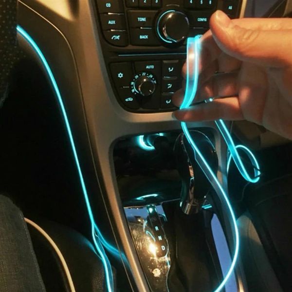 MOTOCOVERS 5m Accessori per interni auto Lampada d'atmosfera EL Linea a luce fredda con USB Console cruscotto decorativa fai da te Auto LED Ambie302B