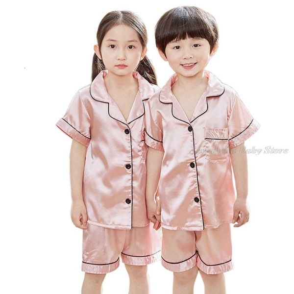 Pigiama Summer Girls Pantaloncini pigiama in seta satinata Set Pigiama Kids Design Homefit Textile Girl Sleepwear Set Abbigliamento per adolescenti 230728