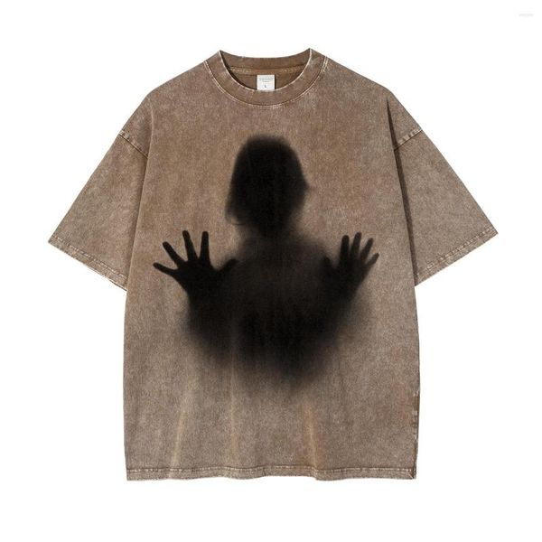 Magliette da uomo Hiphop Leader Teschi Scheletri Fantasma Astratto Cotone Oversize York Religioso Gotico Ptrinting Tee Uomo Donna