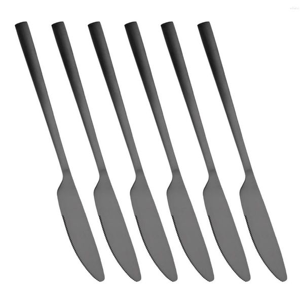 Set di stoviglie 6 pezzi Set di coltelli in acciaio inossidabile nero Formaggio Dessert Burro Posate Stoviglie Posate per feste da cucina