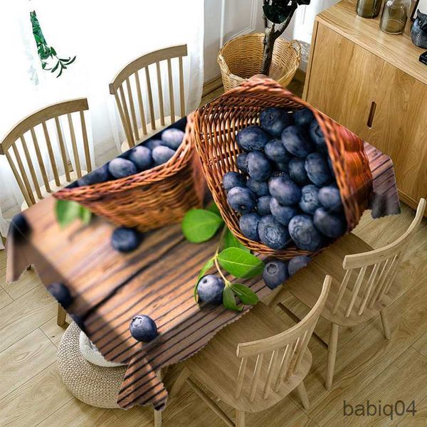 Tischdecke mit 3D-Früchten und Wassermelonen-Kirschmuster, Tischdecke und staubabweisende Tischmatte, rechteckige Tischdecke, Buchtischdecken, R230726