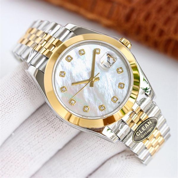 Relógio chumbo para escritório relógios femininos relógios masculinos relógio de pulso feminino datejust 36mm 3235 movimento pulseira ostra caixa dourada branco rom194K