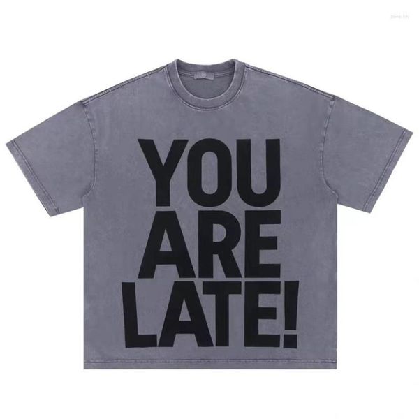 Herren T-Shirts 2023SS Übergroßes Vintage-Buchstabendruckhemd Männer Frauen T-Shirt Schönes gewaschenes schweres Stoffoberteil Kurzarm-T-Shirts