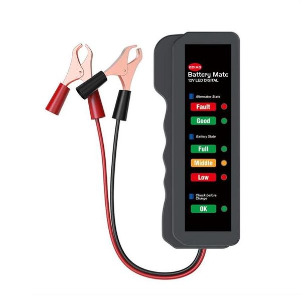 Читатели кода сканировать инструменты Yawoa 12V Car Battery Tester Mate Mate Catherator State Digital 6 светодиодных светодиодных светодиодных фонарей Дисплей Диагностический инструмент для и 284 В