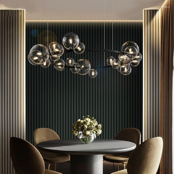 Kronleuchter LED-Kunst-Kronleuchter Pendelleuchte Licht Modernes kreatives Wohnzimmer Esszimmer Insel Blase Glaskugel Küche Restaurant rund hängend