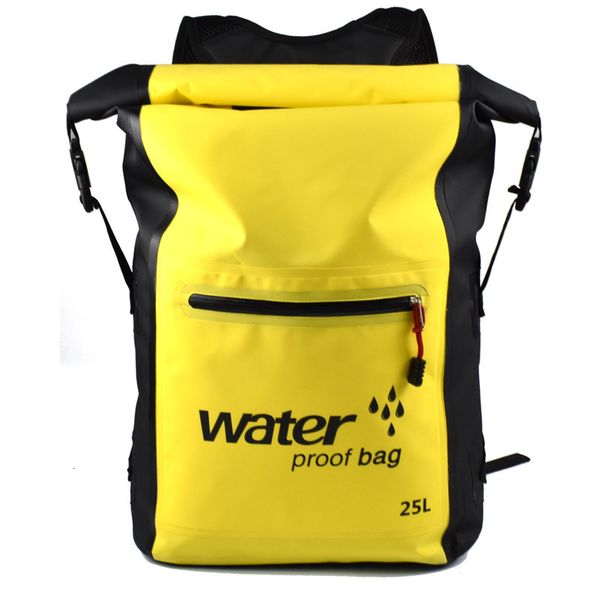 Açık Çantalar 25L PVC Açık Yüzme Sırt Çantası Çuval Depolama Çantası Rafting Rafting Spor Kayak Kano Seyahat Su geçirmez Kuru Çanta 230727