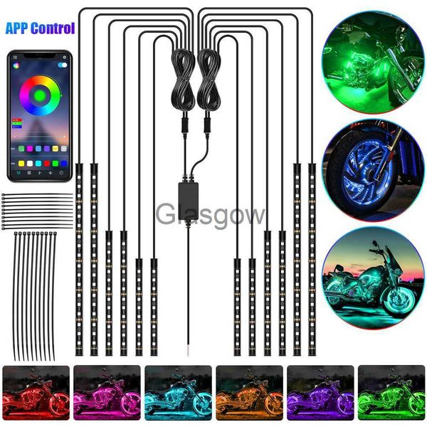 Iluminação de motocicleta 12PCS à prova d'água DC 12V Moto RGB Tira de LED decorativa Underbody Luz de tira para carro motocicleta Belas luzes decorativas suaves x0728