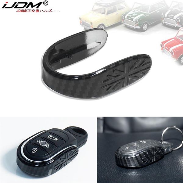 iJDM Kohlefasermuster Schlüsselanhänger Muschelkette Union Jack Dekoration für BMW Mini Cooper S JCW One D F54 F55 F56 F57 F60 AR Acce315u